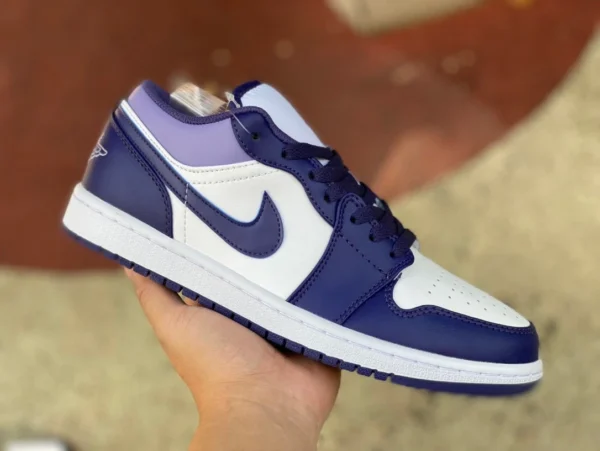 aj1 blanco y morado bajo Air Jordan 1 Low AJ1 zapatos de baloncesto retro bajos blancos y morados 553558515