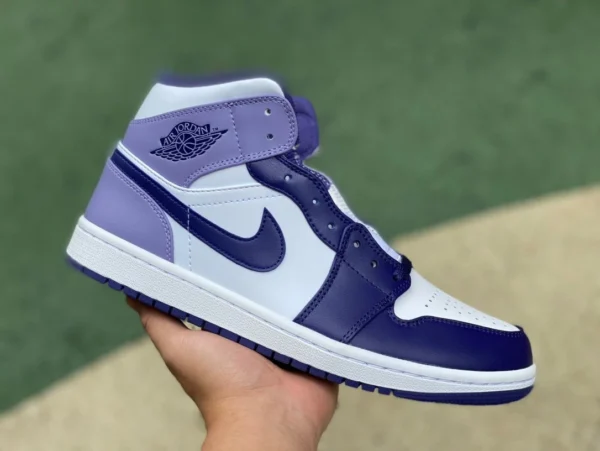 aj1mid zapatillas de baloncesto deportivas de media altura para hombre Air Jordan 1 Mid AJ1 blancas y moradas puras originales DQ8426515