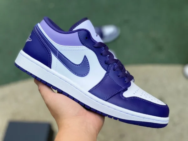 aj1 blanco y morado bajo puro original Air Jordan 1 Low Purple AJ1 zapatos de baloncesto retro bajos blancos y morados 553558-515