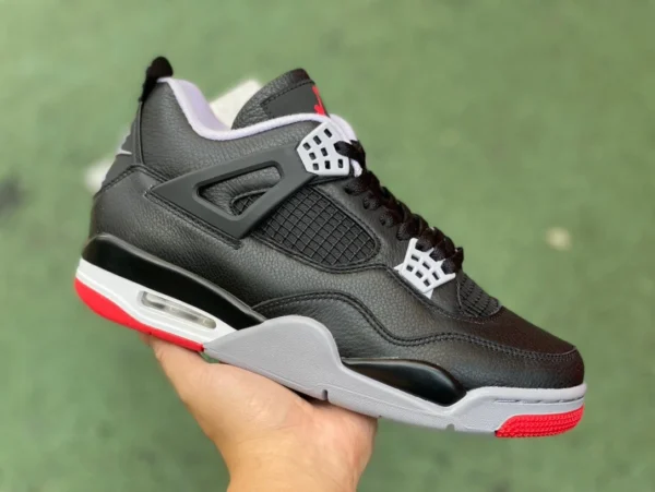 aj4 corte de cuero negro y rojo puro original Air Jordan 4 "Bred Reimagined" FV5029-006