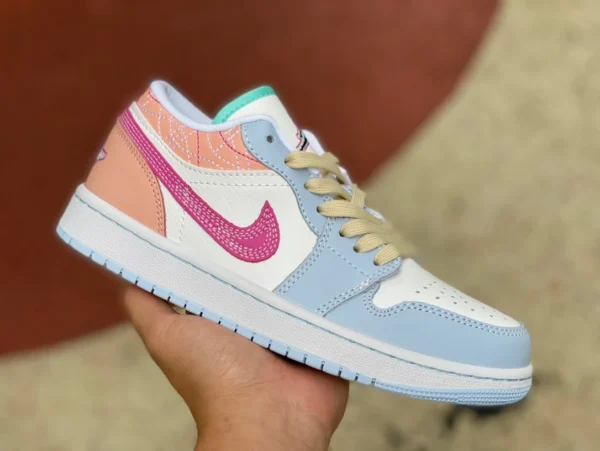 aj1 rice rosa azul bajo Air Jordan 1 Low AJ1 arroz rosa azul retro zapatillas de baloncesto bajas mujer FV3623-151