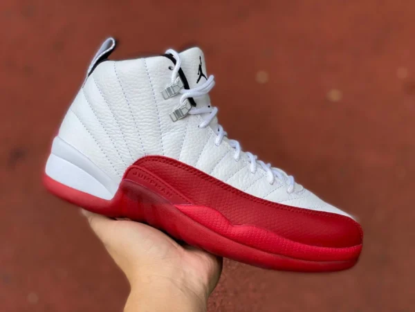 aj12 zapatillas altas blancas y rojas J pure original AIR JORDAN 12 Retro "Cherry" Cherry zapatillas de baloncesto altas para hombre CT8013-116