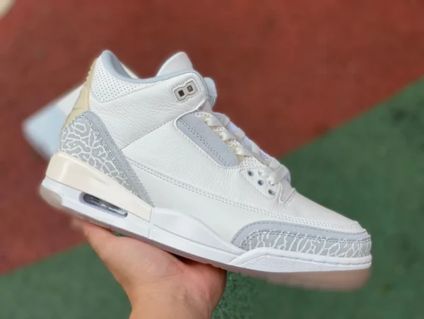 aj3 off-white Air Jordan 3 Craft "Grey Mist" patrón de ráfaga FJ9479-100