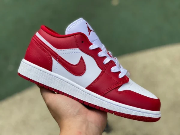 aj1 blanco y rojo bajo Air Jordan 1 Low zapatos de baloncesto deportivos retro resistentes al desgaste en negro y rojo 553560-615