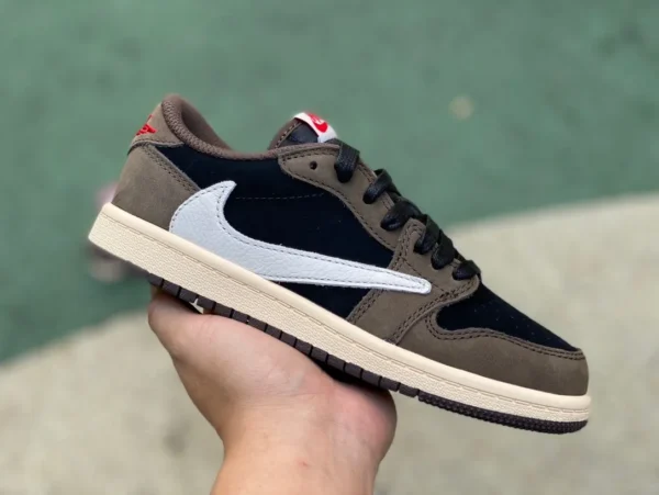 Zapatillas Infantiles aj1 Barb Low Marrón Mengbao Travis Scott x Air Jordan 1 Low OG Barb CQ4277-001