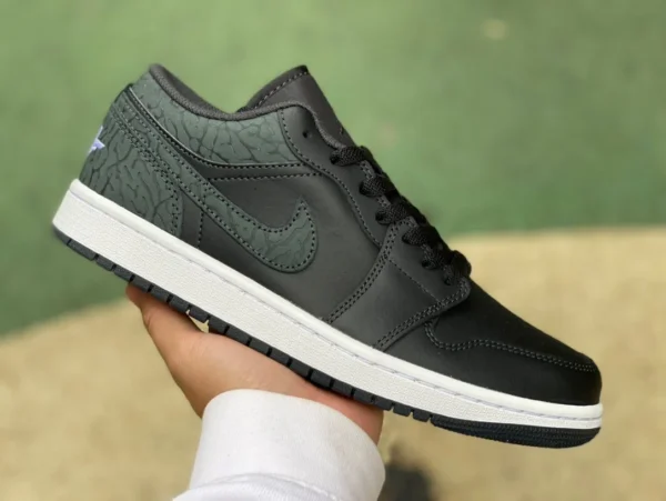 aj1 patrón de ráfaga negra puro original Air Jordan 1 Low AJ1 zapatos de baloncesto retro bajos negros FB9907-001