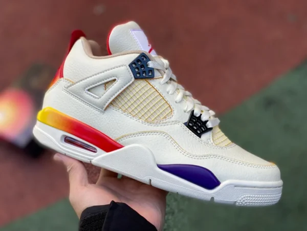 aj4 Blanco Azul Rojo Super Bowl Rainbow J Balvin x Jordan Air Jordan 4 Joint Retro Zapatos de baloncesto Blanco Azul Rojo DG0344-901