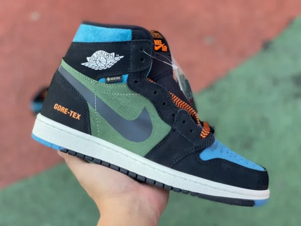 aj1 negro verde azul caña alta TEX Air Jordan 1 Element GORE-TEX agarre de cuero DB2889-003