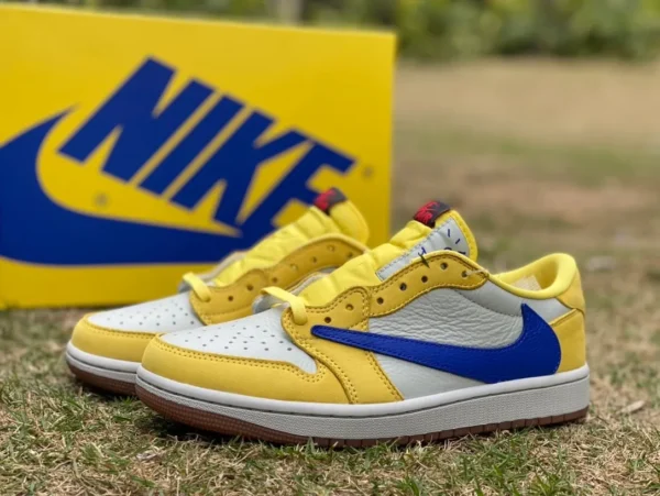 aj1 Barb Low Blanco Amarillo Azul T1 Pure Original Travis Scott x Air Jordan 1 Low "Canary" Barb Low DZ4137-7