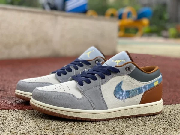 aj1 blanco azul marrón denim bajo Air Jordan 1 Low AJ1 blanco azul denim denim zapatos de baloncesto bajos FZ5042-041