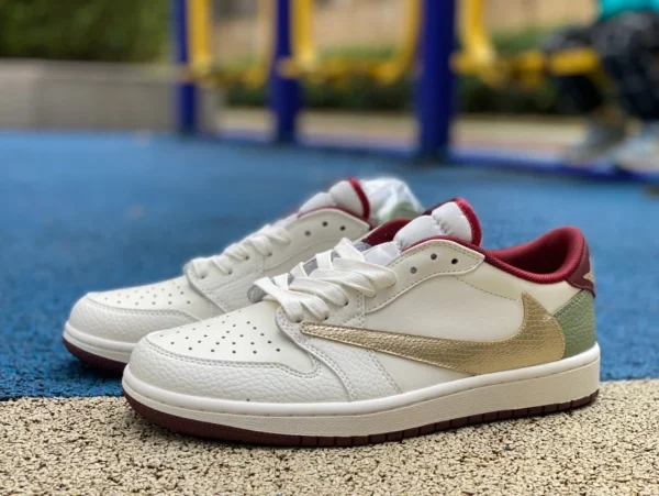 aj1 blanco verde oro rojo dragón año bajo top Air Jordan 1 blanco verde dragón año limitado DM7866-878