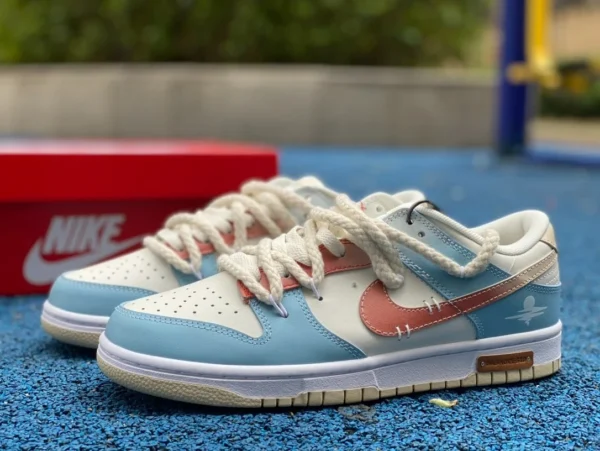 Dunk correa blanco azul marrón Nike Dunk Low retro costera calle clásica versátil zapatillas bajas hombre azul blanco marrón DV0831-003