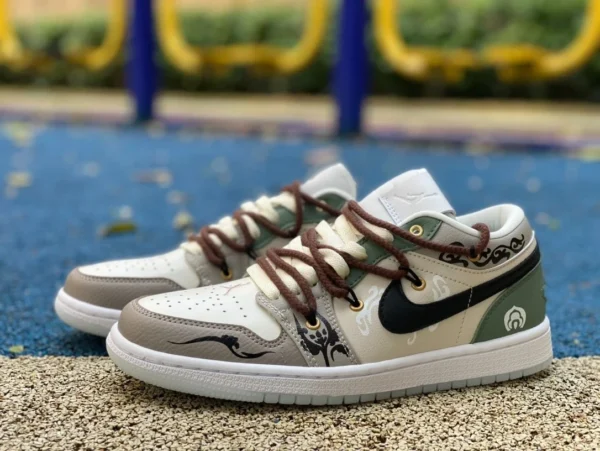 aj1 correa caqui verde bajo Air Jordan 1 FZBB estilo nacional tema versátil estilo nacional zapatos de baloncesto retro bajos caqui verde FN8901-164