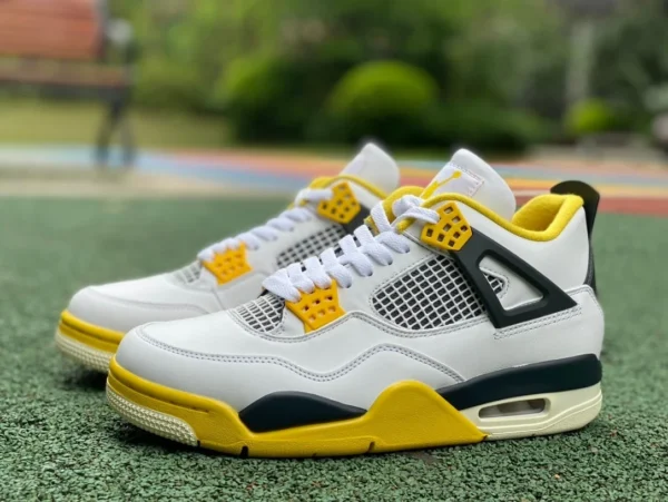 aj4 blanco naranja amarillo pieza cortada pura original Air Jordan 4 AJ4 blanco naranja Retro Vivid Sulphur zapatos de baloncesto retro AQ9129-10