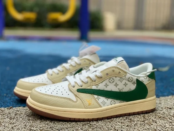 aj1 barb low-top LV beige verde Travis Scott x Air Jordan 1 Low x Louis Vuitton barb lv ts joint LX1988-300