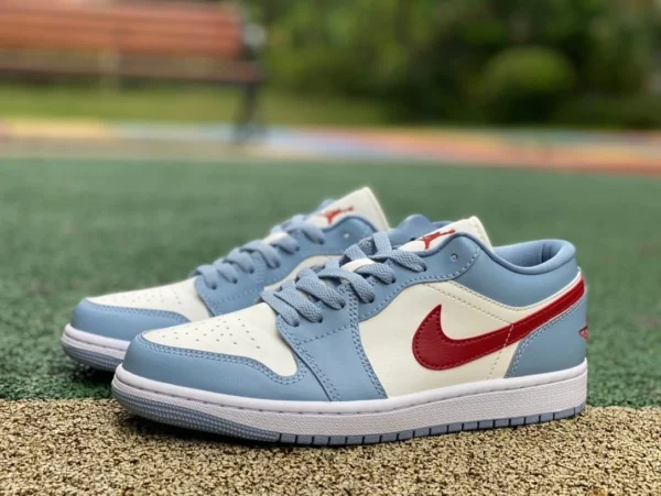 aj1 blanco azul rojo gancho bajo dt puro original Air Jordan 1 Low AJ1 azul y blanco antideslizante zapatos de baloncesto retro DC0774-164