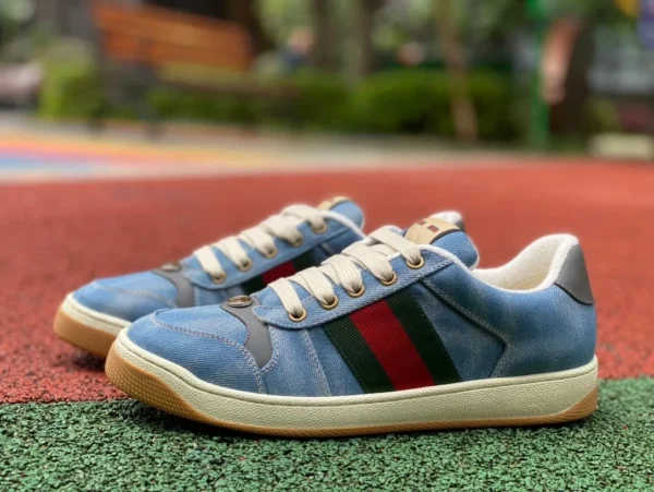 Gucci denim GUCC Gucci Screener zapatillas bajas con cordones y suela gruesa y punta redonda para hombre