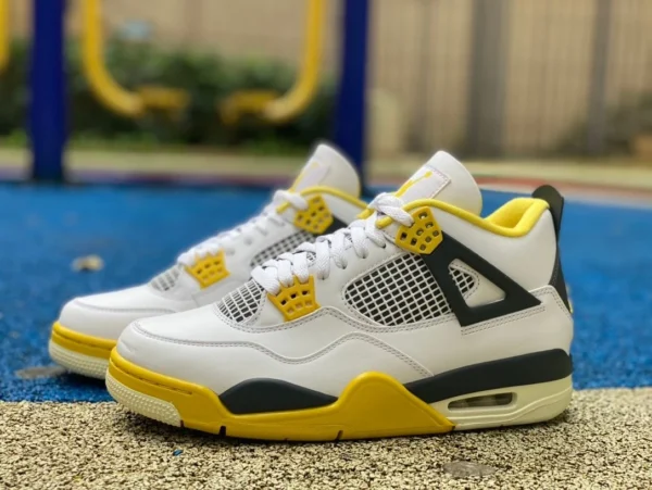 aj4 blanco naranja amarillo puro original Air Jordan 4 AJ4 blanco naranja amarillo mid-top retro zapatos de baloncesto AQ9129-101