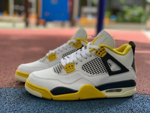 aj4 blanco naranja s2 puro original Air Jordan 4 AJ4 blanco naranja mid-top antideslizante resistente al desgaste retro zapatos de baloncesto AQ9129-101