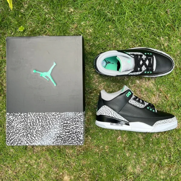 aj3 negro y verde t1 puro original Air Jordan 3 "Green Glow" zapatos de baloncesto retro de media caña en negro y verde CT8532-031