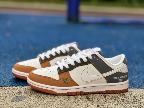 Dunk joint LV blanco marrón gris Nike Dunk x Louis Vuitton DQ1098-356