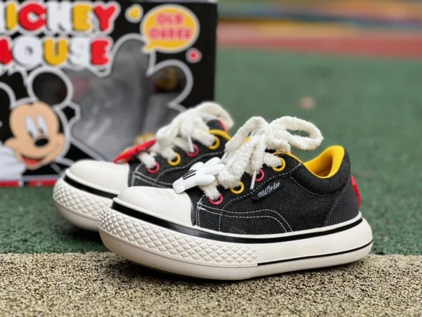 Converse de marca compartida Disney en blanco y negro Disney/Disney × OLD ORDER zapatos con dedo gordo Mickey Mouse zapatos de lona bajos para hombres y mujeres