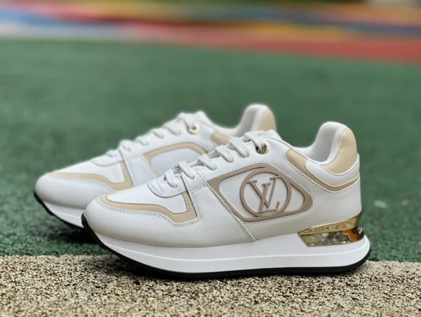 LV3.0 oro blanco LOUS VUITTON Neo Run Away cuero punta redonda cordones suela gruesa caña baja