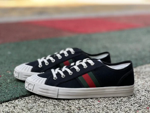 bajas con cordones y punta redonda de algodón GUCC Gucci en negro y rojo