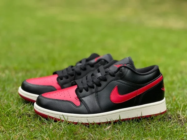 aj1 negro rojo bajo y puro original Air Jordan 1 Bred Sail AJ1 Low zapatos de baloncesto negro y rojo DC0774-061