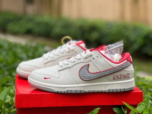 Dunk blanco y rojo Año del Dragón edición limitada Nike Dunk Low Año del Dragón Ao Bingsan Taizi zapatillas casuales bajas DQ1098-366