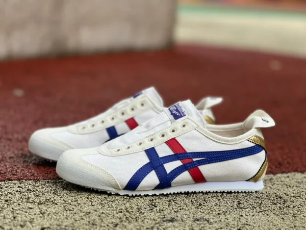 Onitsuka Tiger blanco azul rojo oro puro original Onitsuka Tiger MEXICO 66 caña baja