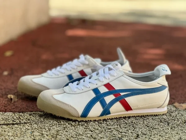 Onitsuka Tiger tabla low-cut blanca, gris, azul y roja pura original Onitsuka Tiger MEXICO 66